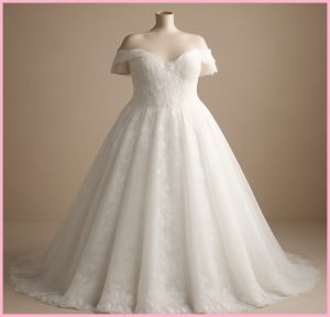 플러스사이즈 베어숄더 웨딩드...